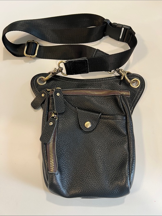 Other - Black Leather Crossbody Utility Hip Bag, Belt Bag